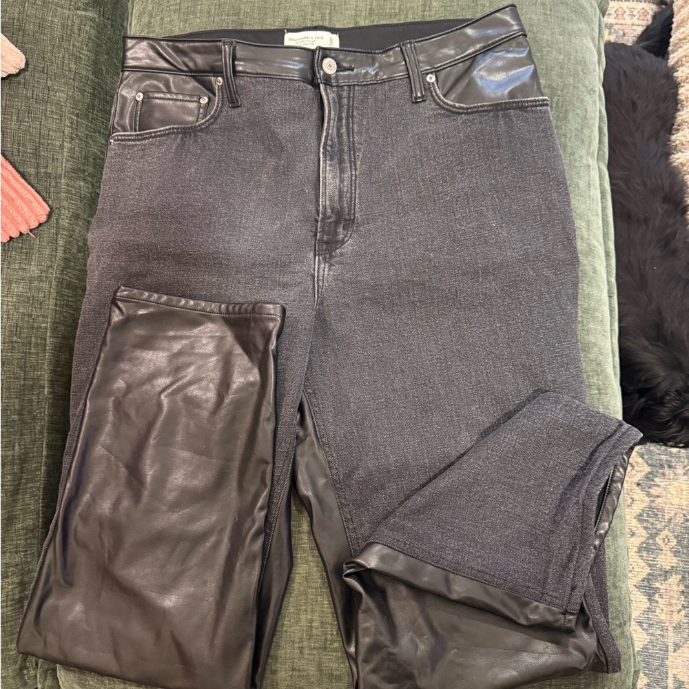 Black Jeans with Leather Accents